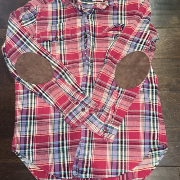 EUC POLO by Ralph Lauren multicolor shacket with leather on elbows - Picture 2 of 4